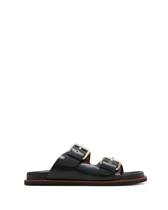 Jigsaw Shoes and Sandals Women Ivy Leather Footbed Slider Black
