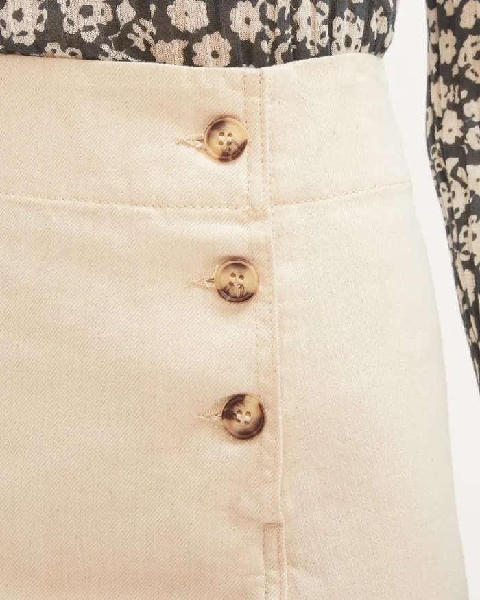 Jigsaw Skirts Women Denim Side Button Midi Skirt Cream
