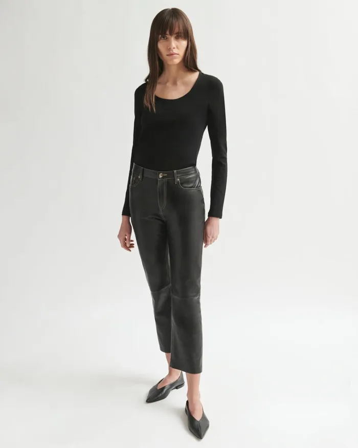 Jigsaw Tshirts Women Double Front Scoop Tee Black