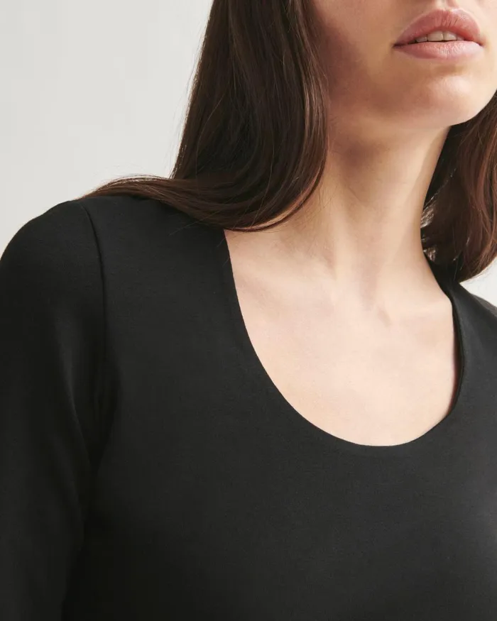 Jigsaw Tshirts Women Double Front Scoop Tee Black