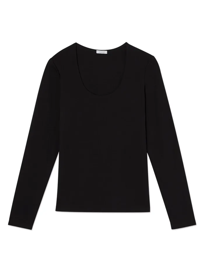 Jigsaw Tshirts Women Double Front Scoop Tee Black