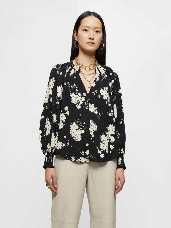 Jigsaw Tops Women Eclipse Floral Smocked Top Black