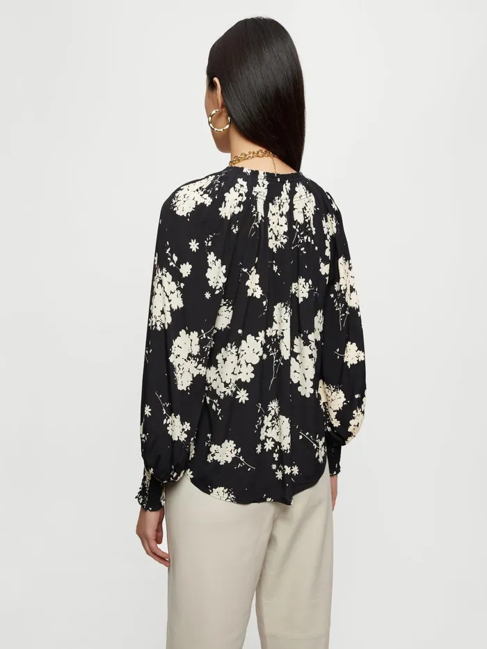 Jigsaw Tops Women Eclipse Floral Smocked Top Black