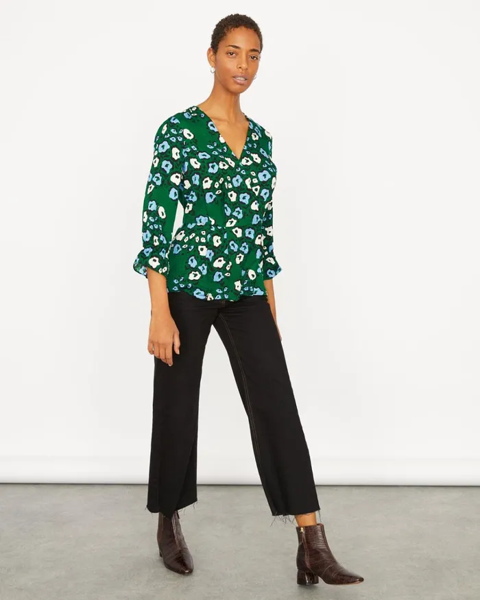 Jigsaw Tops Women Graphic Poppy Wrap Top Green