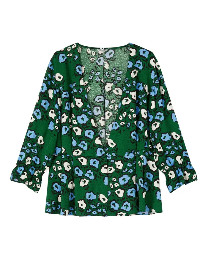 Jigsaw Tops Women Graphic Poppy Wrap Top Green
