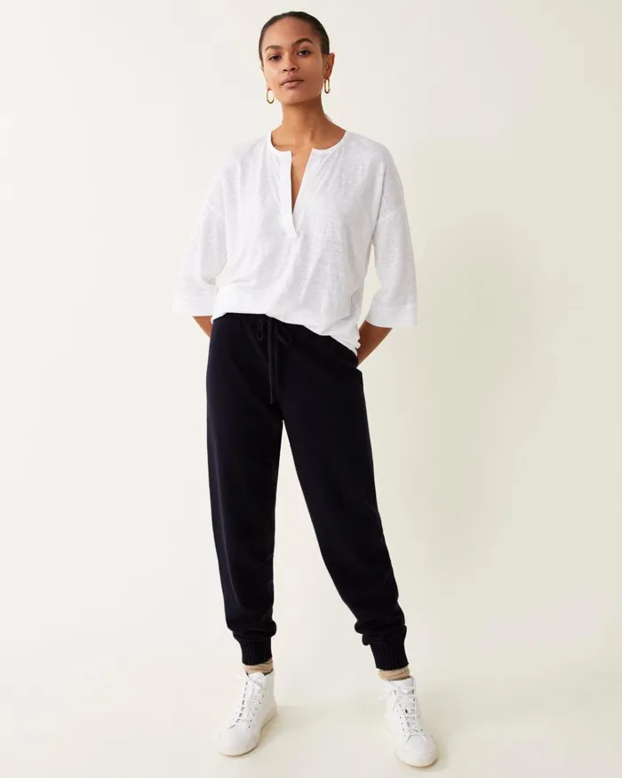 Jigsaw Tops Women Linen Open Placket Top White
