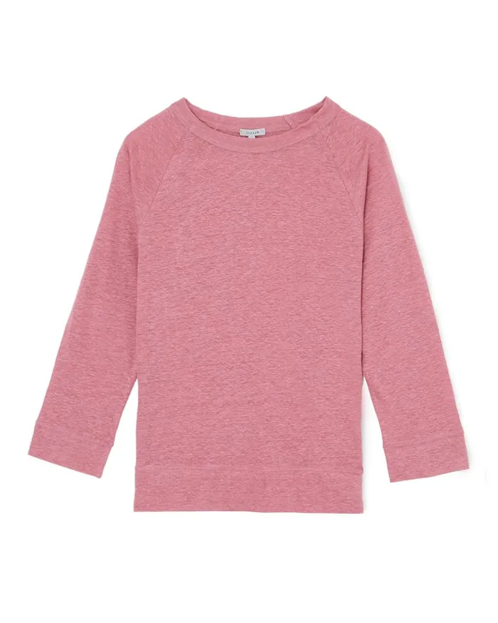 Jigsaw Tops Women Linen Wide Trim Raglan Tee Pink