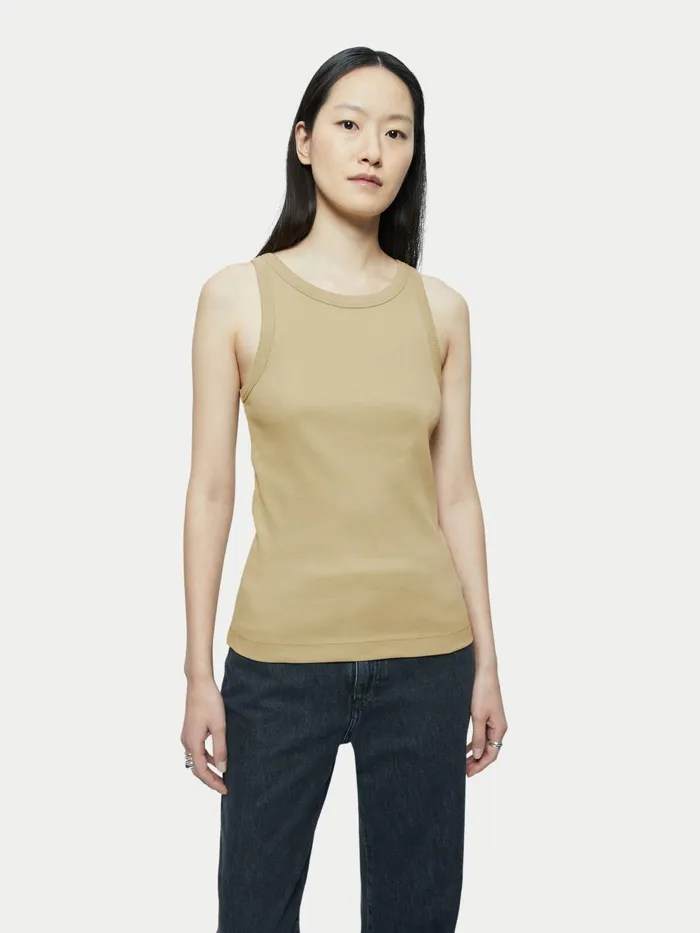 Jigsaw Tops Women Organic Cotton Ribbed Tank Green