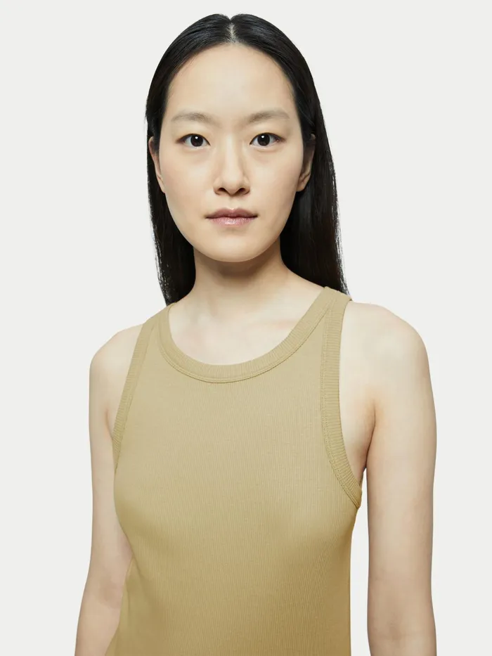 Jigsaw Tops Women Organic Cotton Ribbed Tank Green
