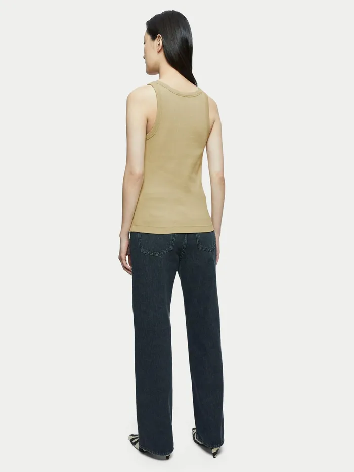 Jigsaw Tops Women Organic Cotton Ribbed Tank Green