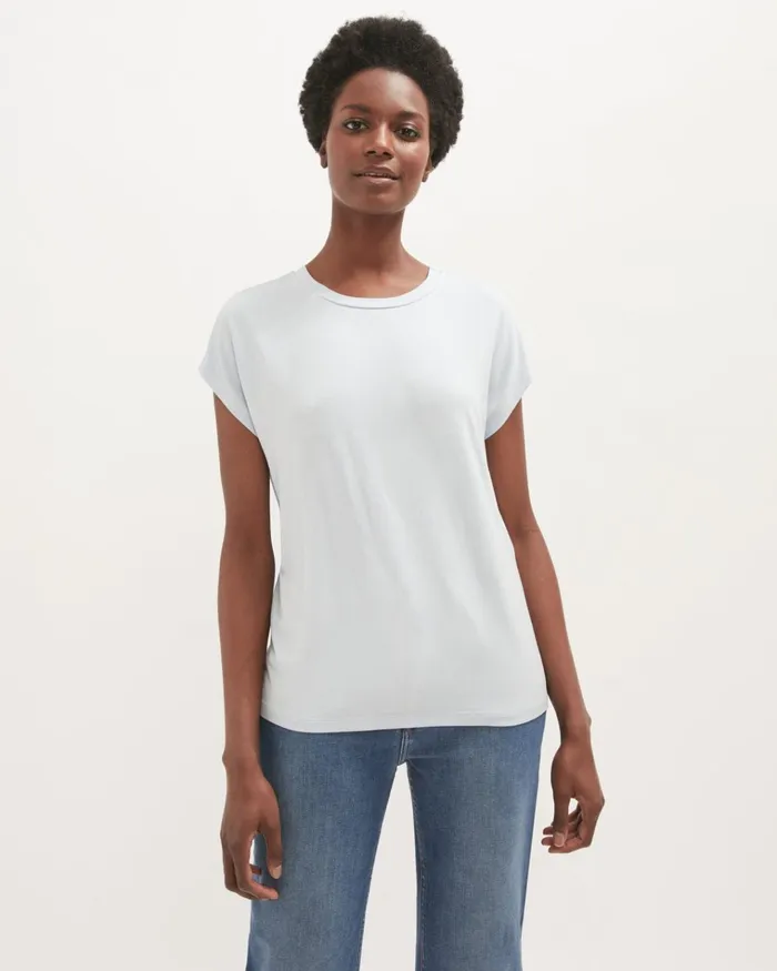 Jigsaw Tops Women Whitby Slouchy Cap Sleeve Tee Blue