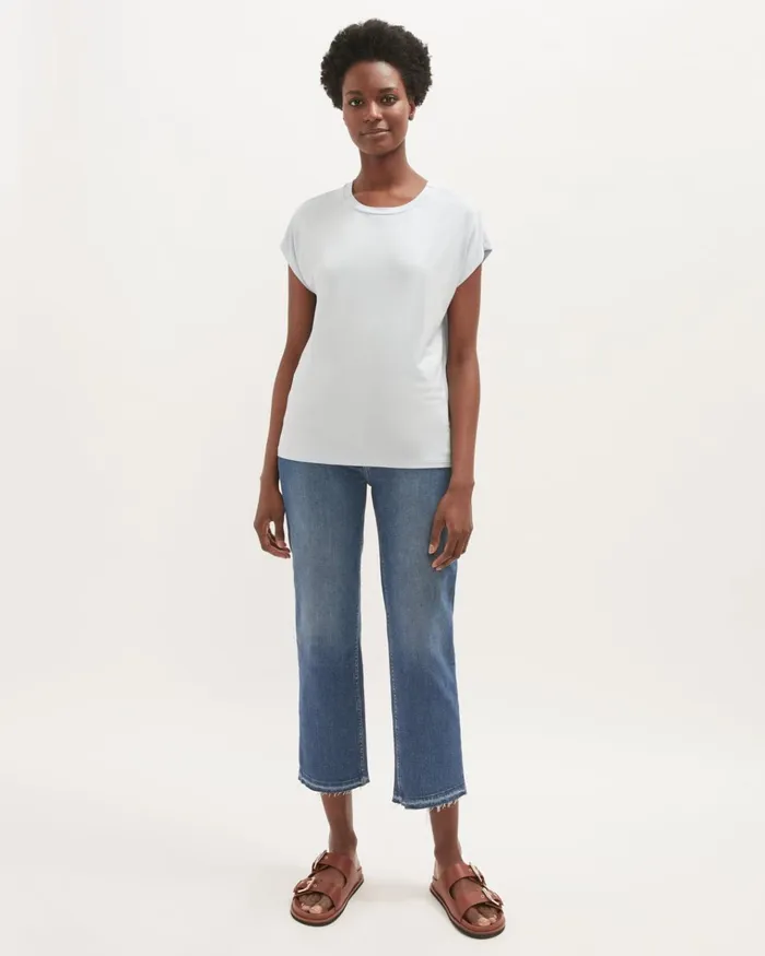 Jigsaw Tops Women Whitby Slouchy Cap Sleeve Tee Blue