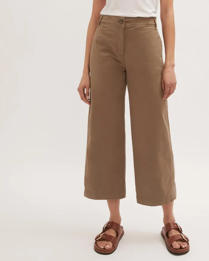 Jigsaw Trousers Women High Waist Wide Leg Chino Green