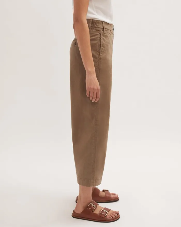 Jigsaw Trousers Women High Waist Wide Leg Chino Green