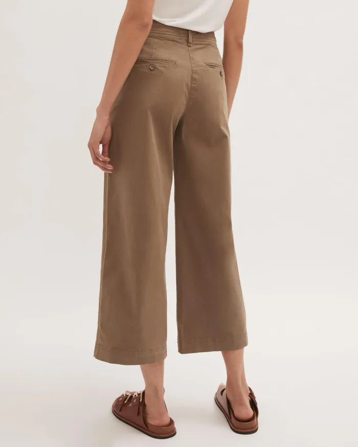 Jigsaw Trousers Women High Waist Wide Leg Chino Green