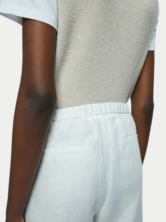 Jigsaw Trousers Women Irish Linen Palazzo Trouser Cream