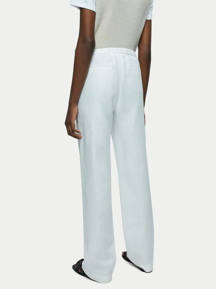 Jigsaw Trousers Women Irish Linen Palazzo Trouser Cream