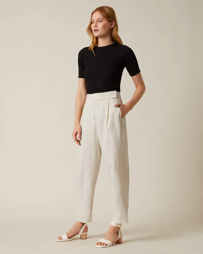 Jigsaw Trousers Women Mini Cavalry Tab Suit Trouser White