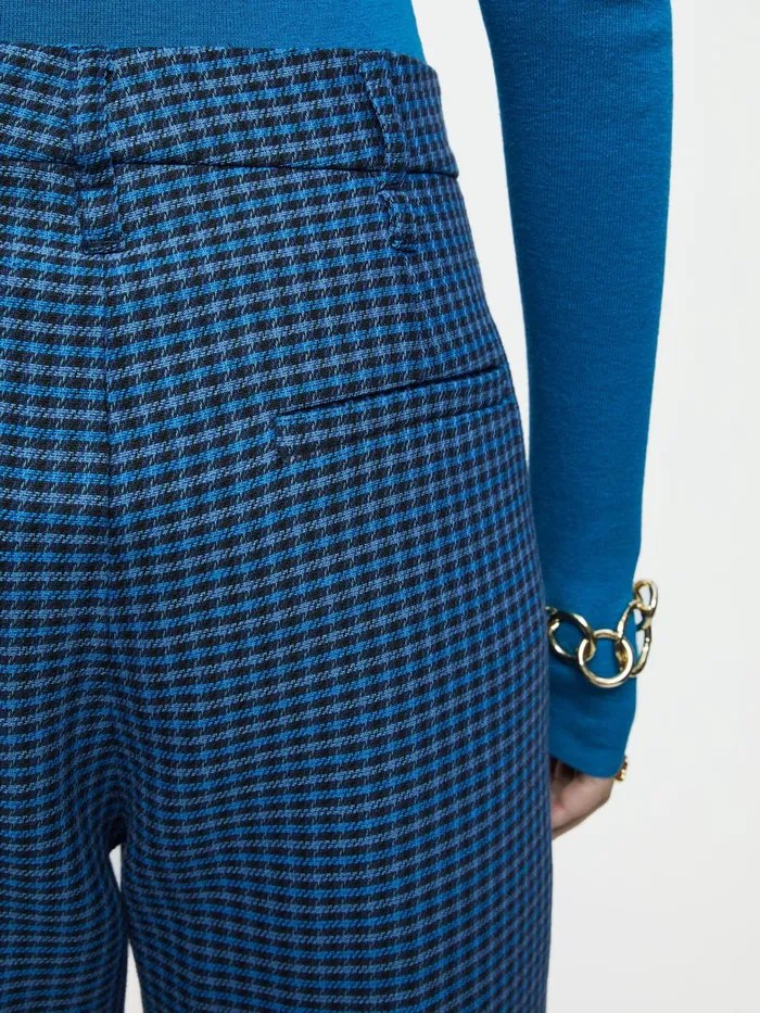 Jigsaw Trousers Women Nevis Cotton Check Trouser Blue