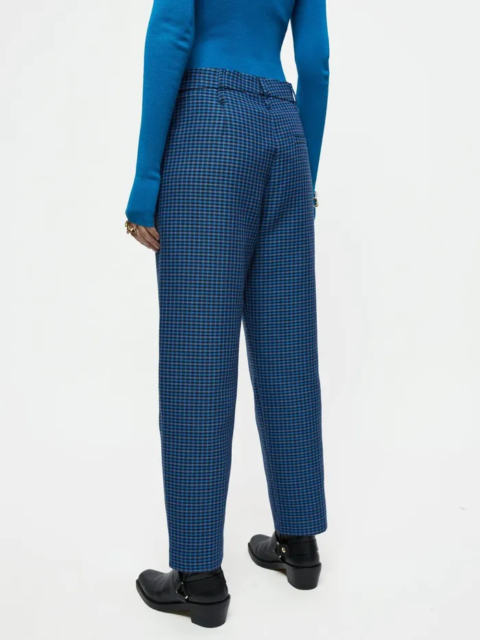 Jigsaw Trousers Women Nevis Cotton Check Trouser Blue