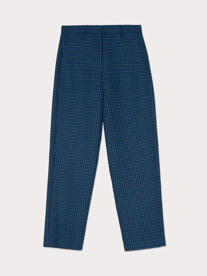 Jigsaw Trousers Women Nevis Cotton Check Trouser Blue