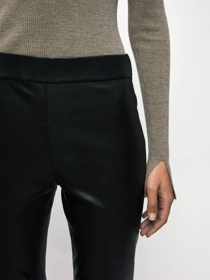 Jigsaw Trousers Women Stretch Leather Legging Black