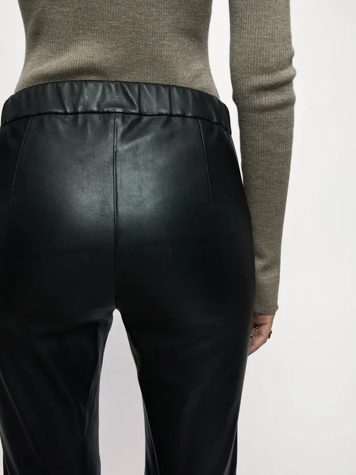Jigsaw Trousers Women Stretch Leather Legging Black