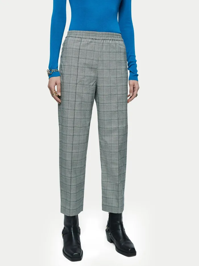 Jigsaw Trousers Women Tailored Check Jogger Grey