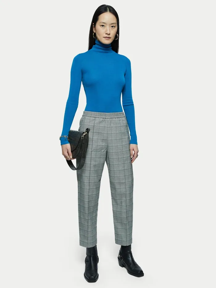 Jigsaw Trousers Women Tailored Check Jogger Grey