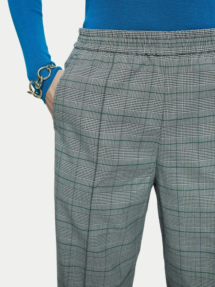 Jigsaw Trousers Women Tailored Check Jogger Grey