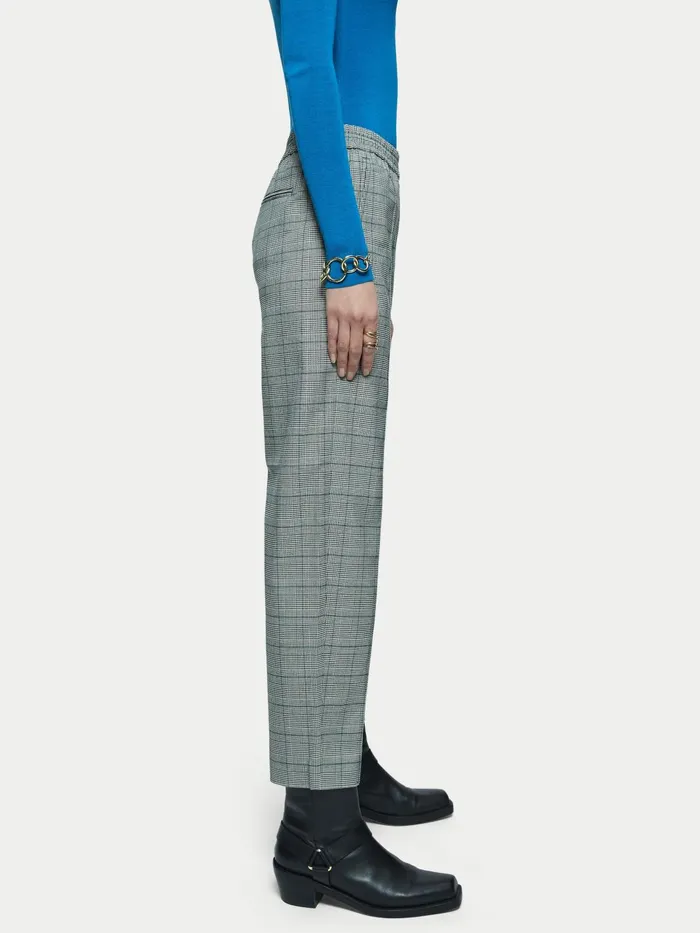 Jigsaw Trousers Women Tailored Check Jogger Grey