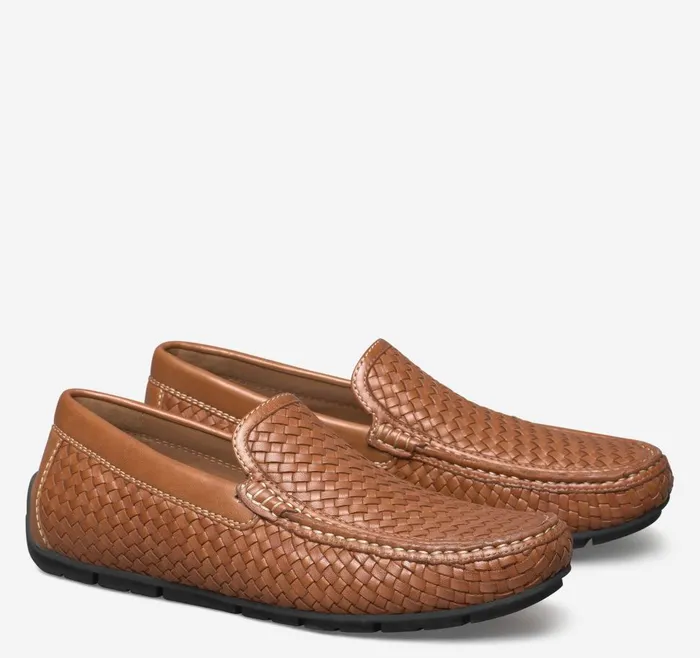 Johnston and Murphy Baldwin Driver Woven SlipOn Tan Sheepskin Men SlipOns