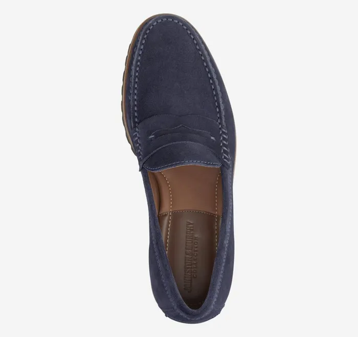 Johnston and Murphy Baldwin Lug Penny Navy English Suede Men SlipOns