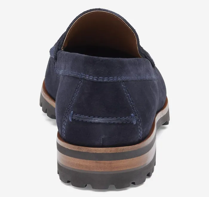 Johnston and Murphy Baldwin Lug Penny Navy English Suede Men SlipOns