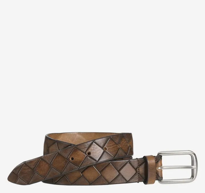 Johnston and Murphy Basketweave Belt Tan Men Belts