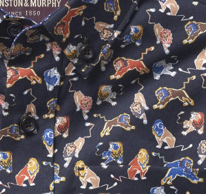Johnston and Murphy Boys LongSleeve Printed Shirt Black Lion Boys Shirts Johnston and Murphy Boys LongSleeve Printed Shirt Black Lion Boys Shirts