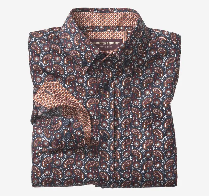 Johnston and Murphy Boys LongSleeve Printed Shirt Navyrust Paisley Party Boys Shirts Johnston and Murphy Boys LongSleeve Printed Shirt Navyrust Paisley Party Boys Shirts
