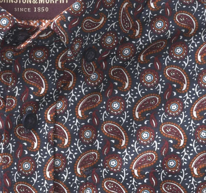 Johnston and Murphy Boys LongSleeve Printed Shirt Navyrust Paisley Party Boys Shirts Johnston and Murphy Boys LongSleeve Printed Shirt Navyrust Paisley Party Boys Shirts