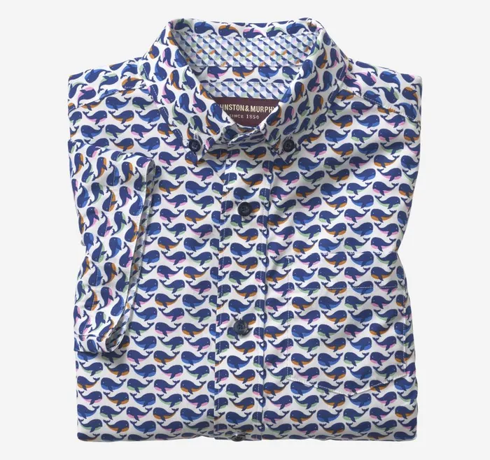 Johnston and Murphy Boys ShortSleeve Printed Shirt White Multi Whale Boys Shirts Johnston and Murphy Boys ShortSleeve Printed Shirt White Multi Whale Boys Shirts