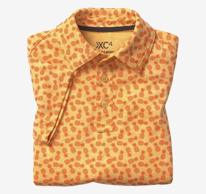 Johnston and Murphy Boys XC4 Performance Polo Orange Tonal Pineapple Boys Shirts