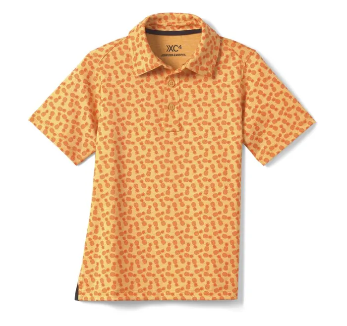 Johnston and Murphy Boys XC4 Performance Polo Orange Tonal Pineapple Boys Shirts Johnston and Murphy Boys XC4 Performance Polo Orange Tonal Pineapple Boys Shirts