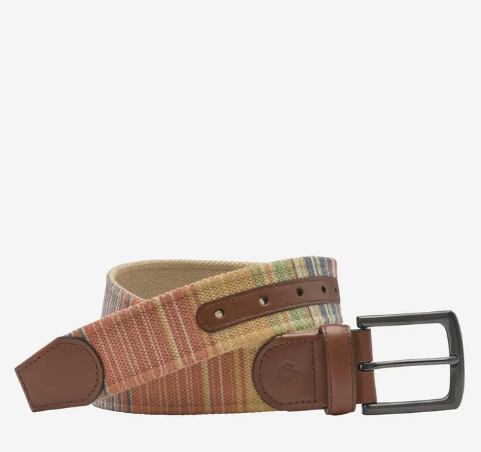Johnston and Murphy Canvas MultiStripe Belt Orange Multi Men Belts