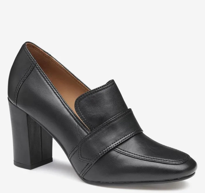 Johnston and Murphy Charlotte Loafer Black Glove Leather Women Heels and Platform Wedges Johnston and Murphy Charlotte Loafer Black Glove Leather Women Heels and Platform Wedges
