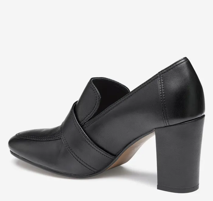 Johnston and Murphy Charlotte Loafer Black Glove Leather Women Heels and Platform Wedges Johnston and Murphy Charlotte Loafer Black Glove Leather Women Heels and Platform Wedges