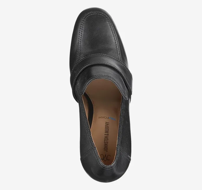 Johnston and Murphy Charlotte Loafer Black Glove Leather Women Heels and Platform Wedges Johnston and Murphy Charlotte Loafer Black Glove Leather Women Heels and Platform Wedges