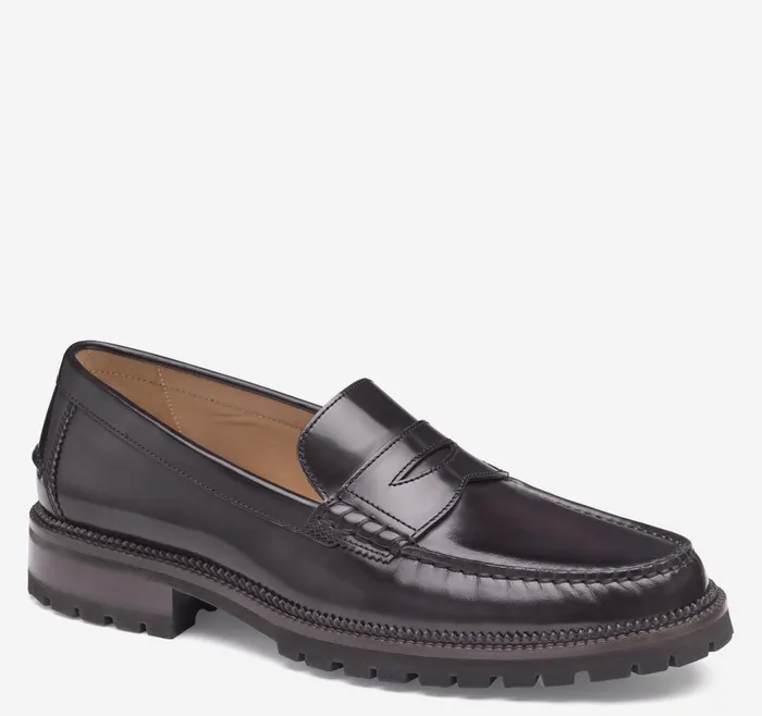 Johnston and Murphy Donnell Penny Burgundy Brushoff Leather Men SlipOns