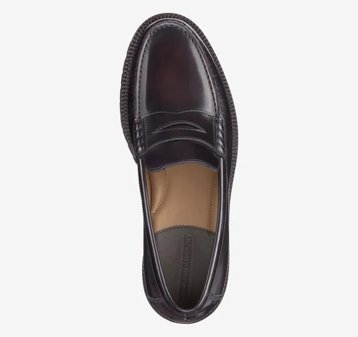 Johnston and Murphy Donnell Penny Burgundy Brushoff Leather Men SlipOns Johnston and Murphy Donnell Penny Burgundy Brushoff Leather Men SlipOns