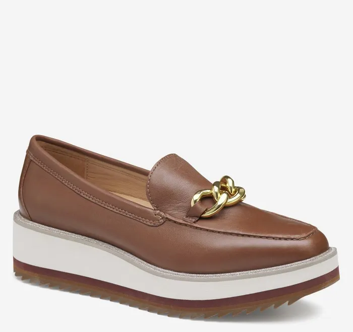Johnston and Murphy Gracelyn Chain Loafer Cognac Glove Leather Women Mules and Loafers Johnston and Murphy Gracelyn Chain Loafer Cognac Glove Leather Women Mules and Loafers