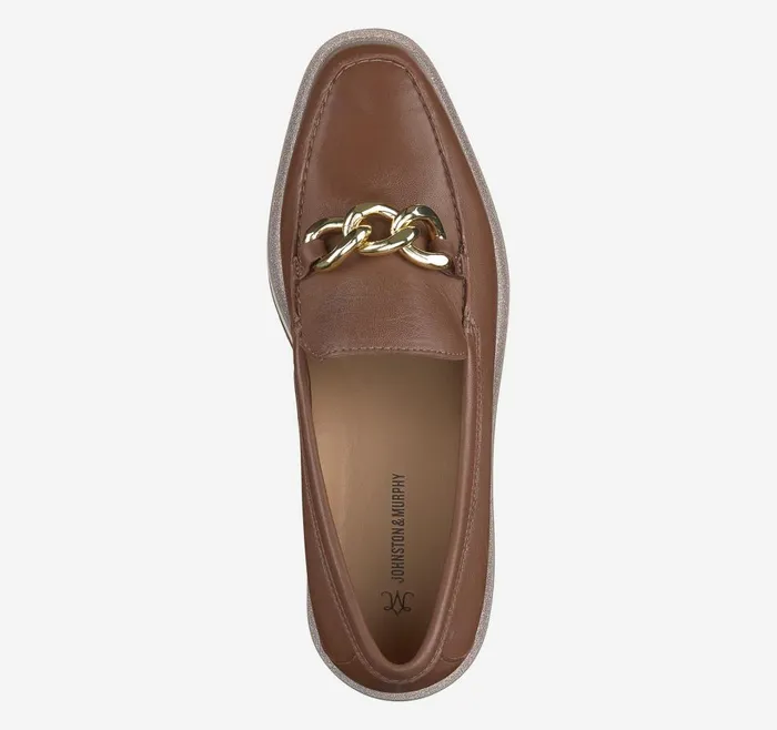 Johnston and Murphy Gracelyn Chain Loafer Cognac Glove Leather Women Mules and Loafers Johnston and Murphy Gracelyn Chain Loafer Cognac Glove Leather Women Mules and Loafers