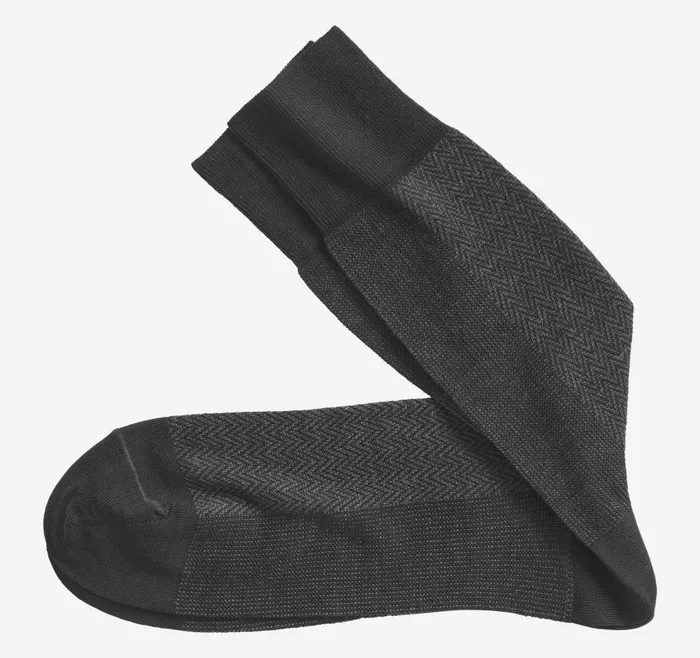 Johnston and Murphy Herringbone Panel Socks Black Men Socks